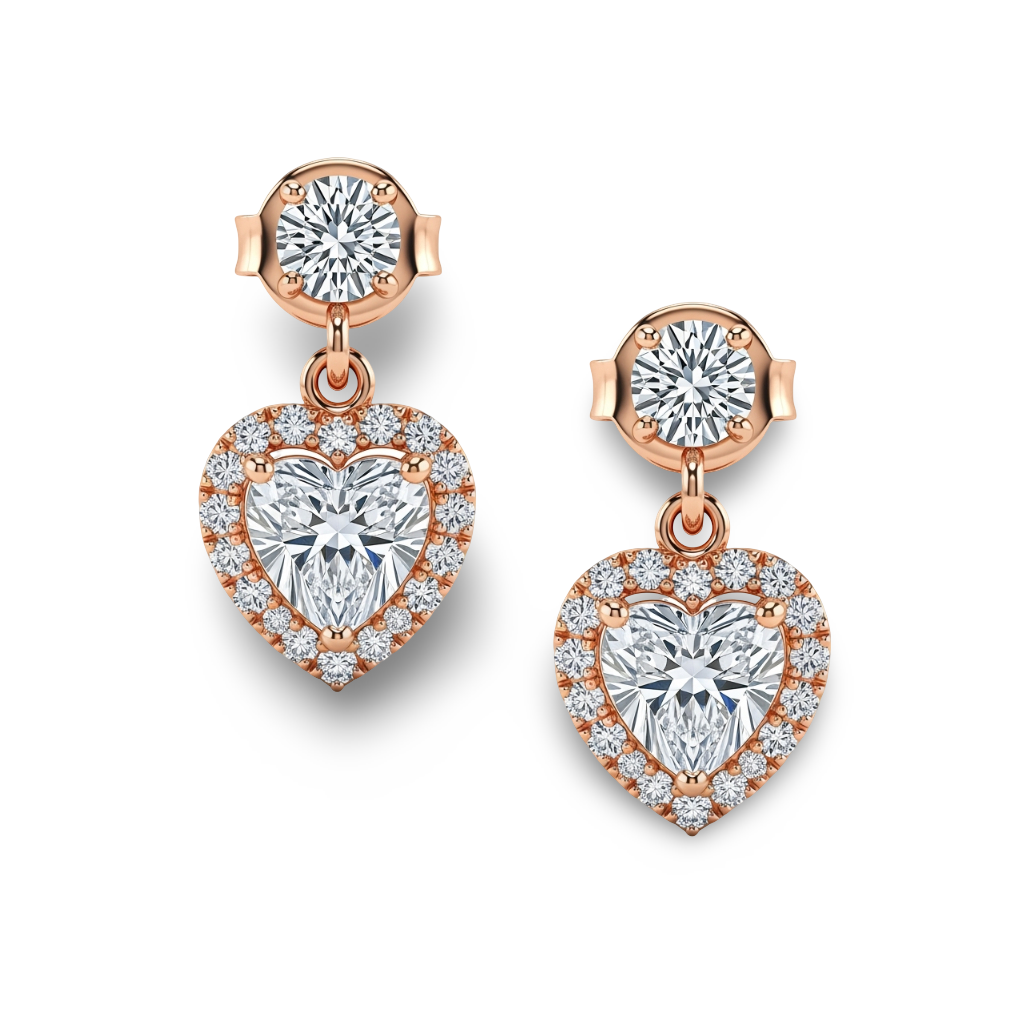 Jianna Heart Shape Diamond Solitaire Earrings - Jewelslane