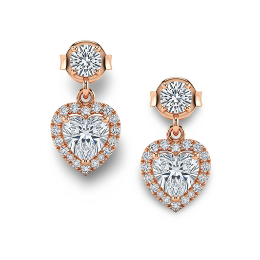 Jianna Heart Shape Diamond Solitaire Earrings - Jewelslane