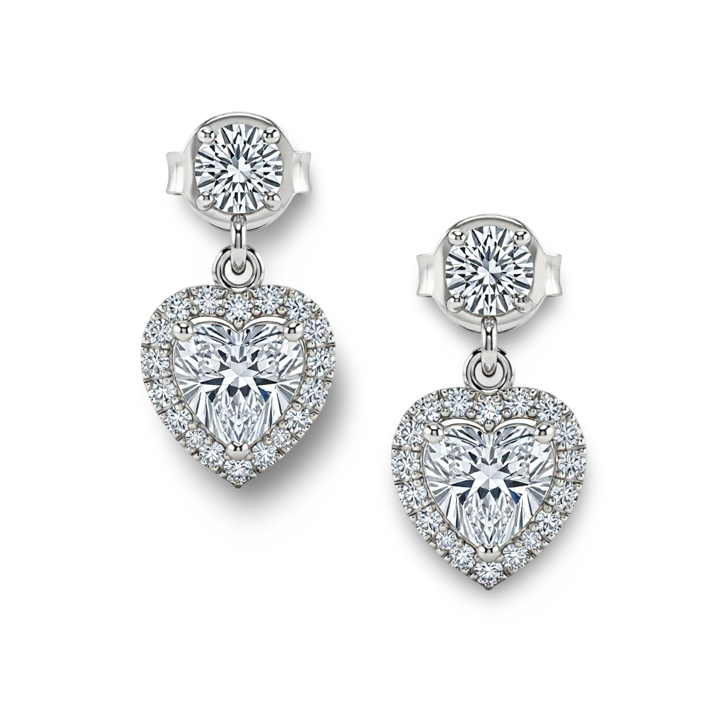 Jianna Heart Shape Diamond Solitaire Earrings - Jewelslane