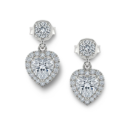 Jianna Heart Shape Diamond Solitaire Earrings - Jewelslane