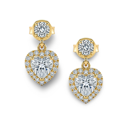 Jianna Heart Shape Diamond Solitaire Earrings - Jewelslane