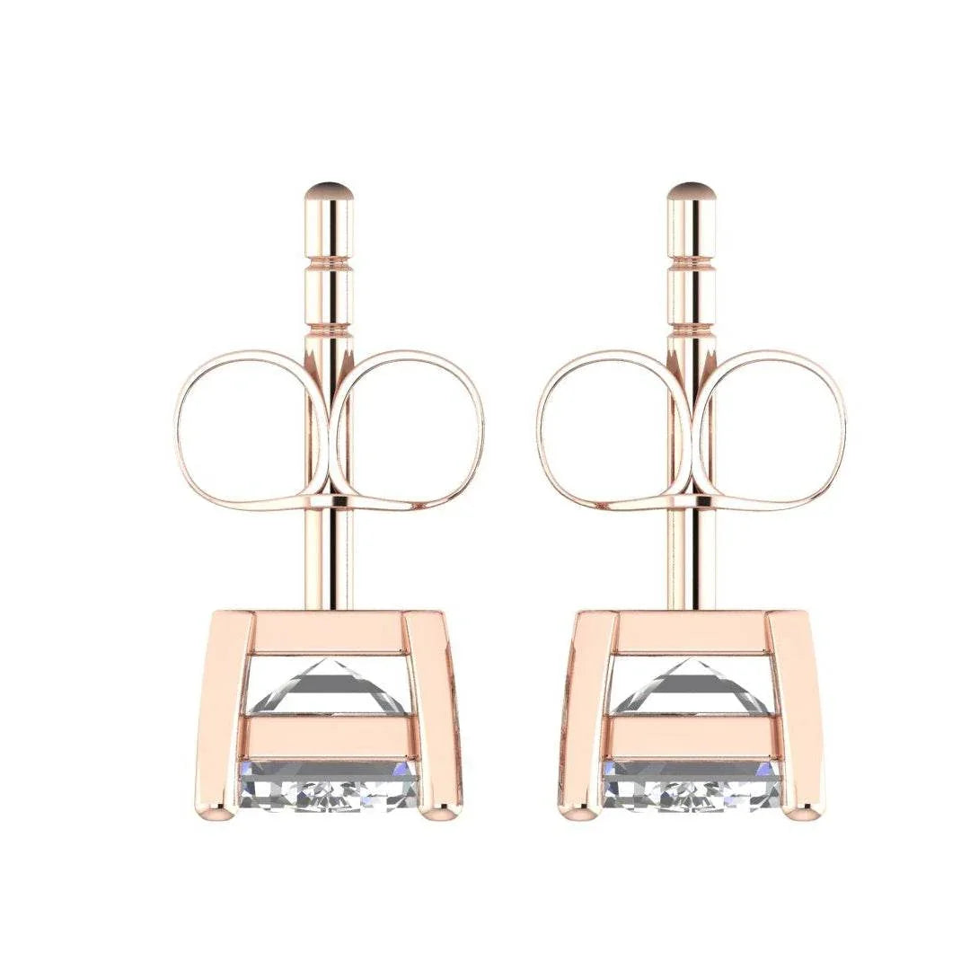 Jiya Emerald Cut Lab Grown Diamond Solitaire Earrings in Gold - Jewelslane
