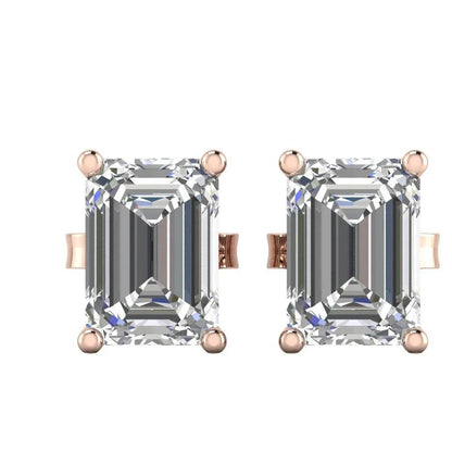 Jiya Emerald Cut Lab Grown Diamond Solitaire Earrings in Gold - Jewelslane