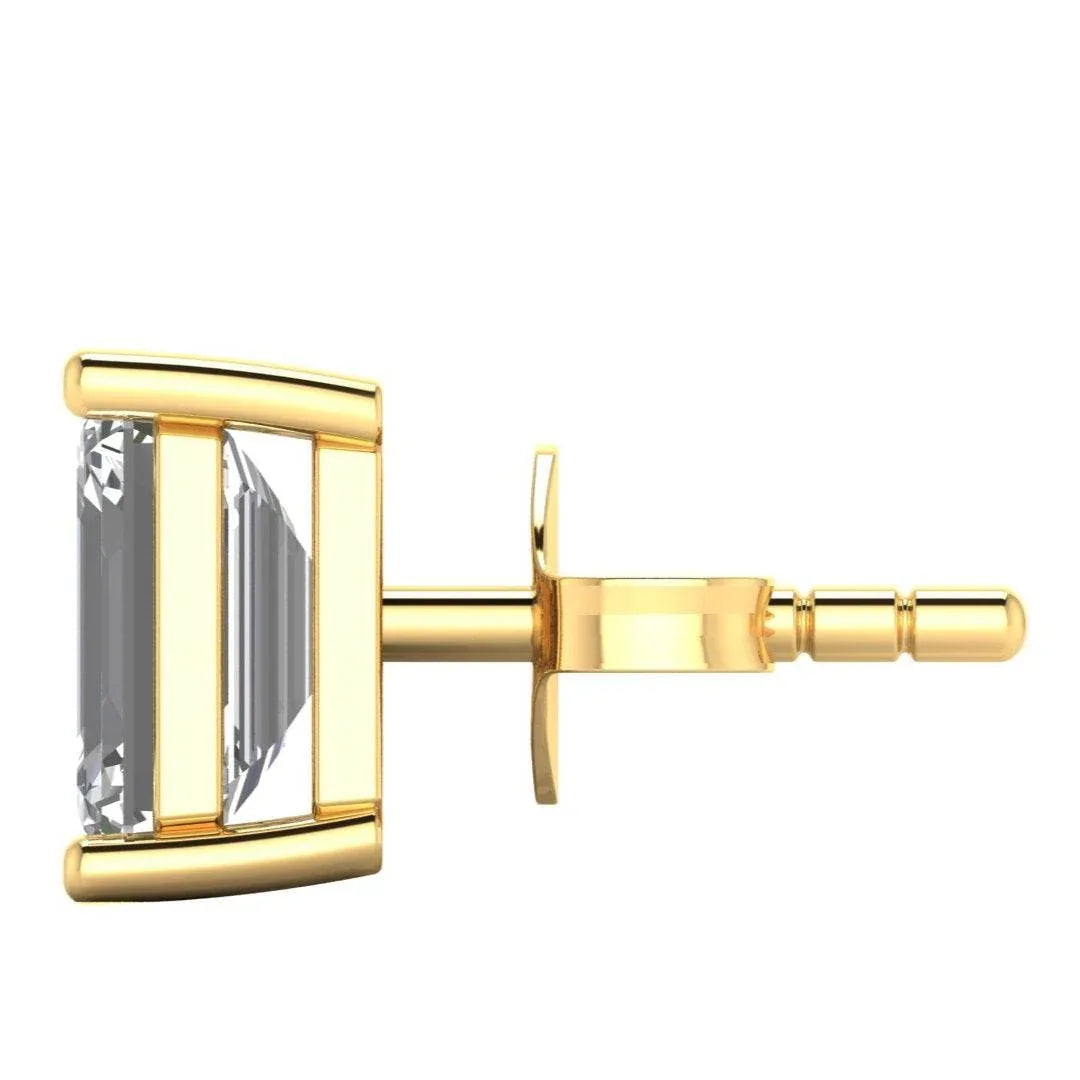 Jiya Emerald Cut Lab Grown Diamond Solitaire Earrings in Gold - Jewelslane