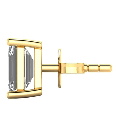 Jiya Emerald Cut Lab Grown Diamond Solitaire Earrings in Gold - Jewelslane