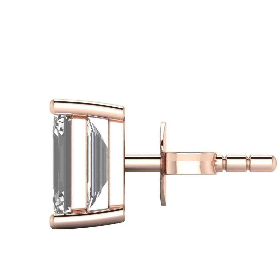 Jiya Emerald Cut Lab Grown Diamond Solitaire Earrings in Gold - Jewelslane