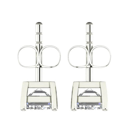 Jiya Emerald Cut Lab Grown Diamond Solitaire Earrings in Gold - Jewelslane