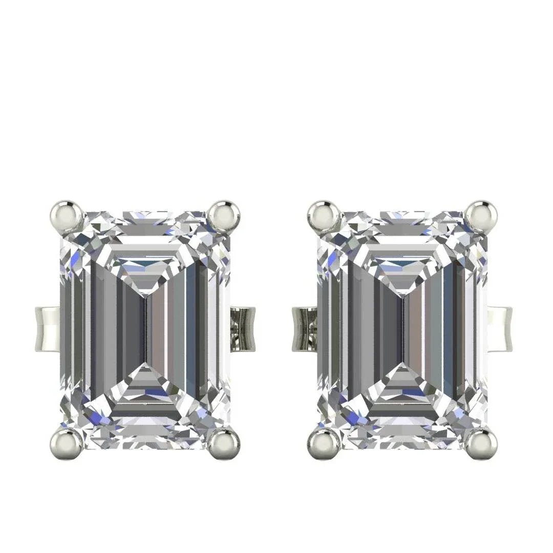 Jiya Emerald Cut Lab Grown Diamond Solitaire Earrings in Gold - Jewelslane