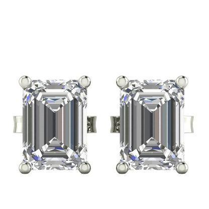 Jiya Emerald Cut Lab Grown Diamond Solitaire Earrings in Gold - Jewelslane