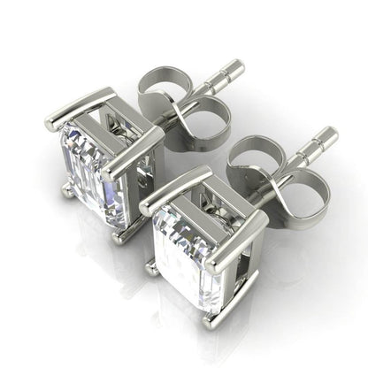 Jiya Emerald Cut Lab Grown Diamond Solitaire Earrings in Gold - Jewelslane