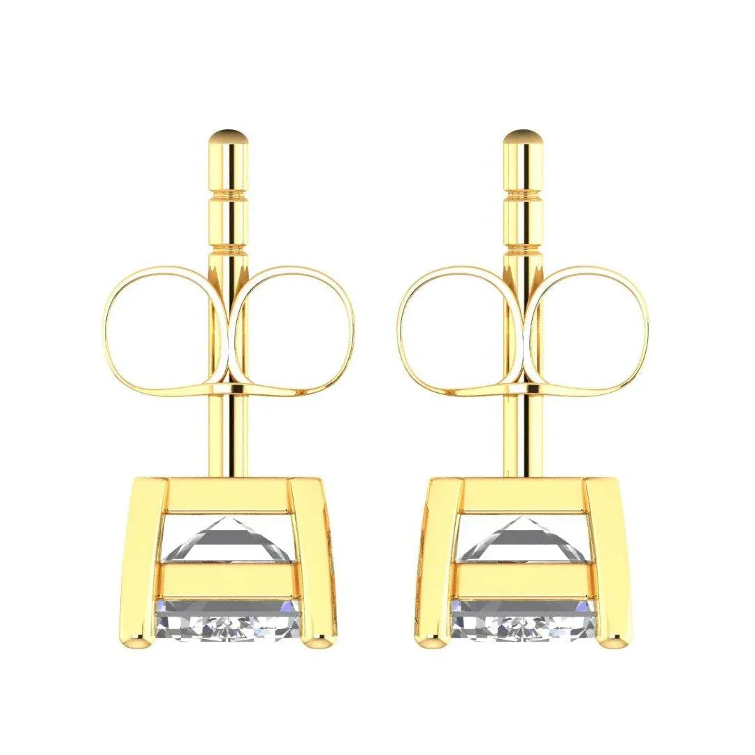 Jiya Emerald Cut Lab Grown Diamond Solitaire Earrings in Gold - Jewelslane
