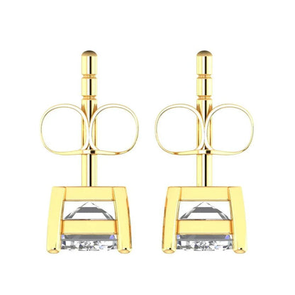 Jiya Emerald Cut Lab Grown Diamond Solitaire Earrings in Gold - Jewelslane