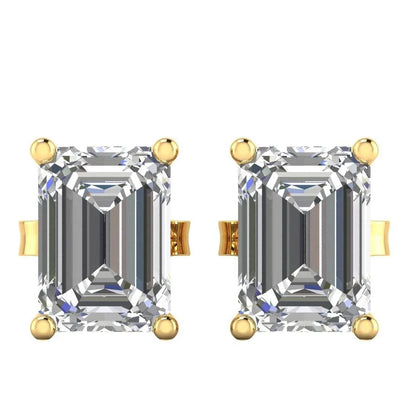 Jiya Emerald Cut Lab Grown Diamond Solitaire Earrings in Gold - Jewelslane