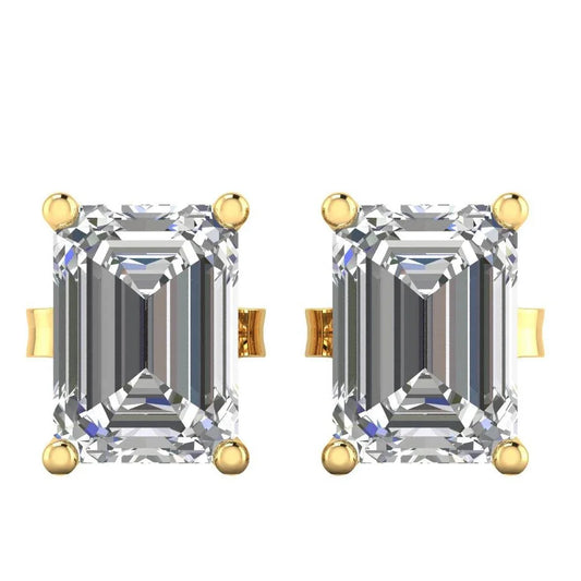 Jiya Emerald Cut Lab Grown Diamond Solitaire Earrings in Gold - Jewelslane
