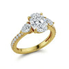Joice 4 Carat Oval Diamond Ring with pear side stones and pavé shank in gold, rose gold, and white gold – JewelsLane