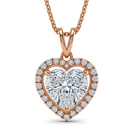Jojo Heart Shape Lab Diamond Solitaire Pendant - Jewelslane