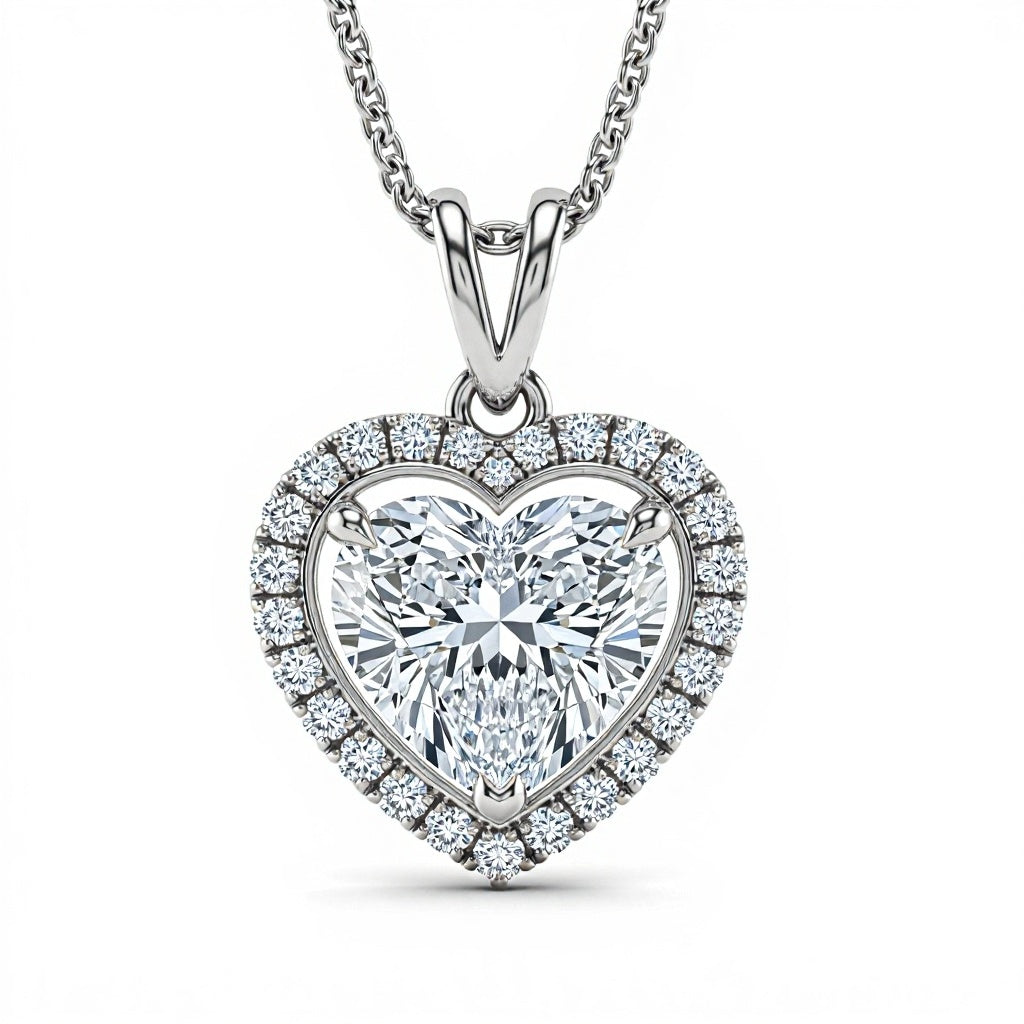 Jojo Heart Shape Lab Diamond Solitaire Pendant - Jewelslane