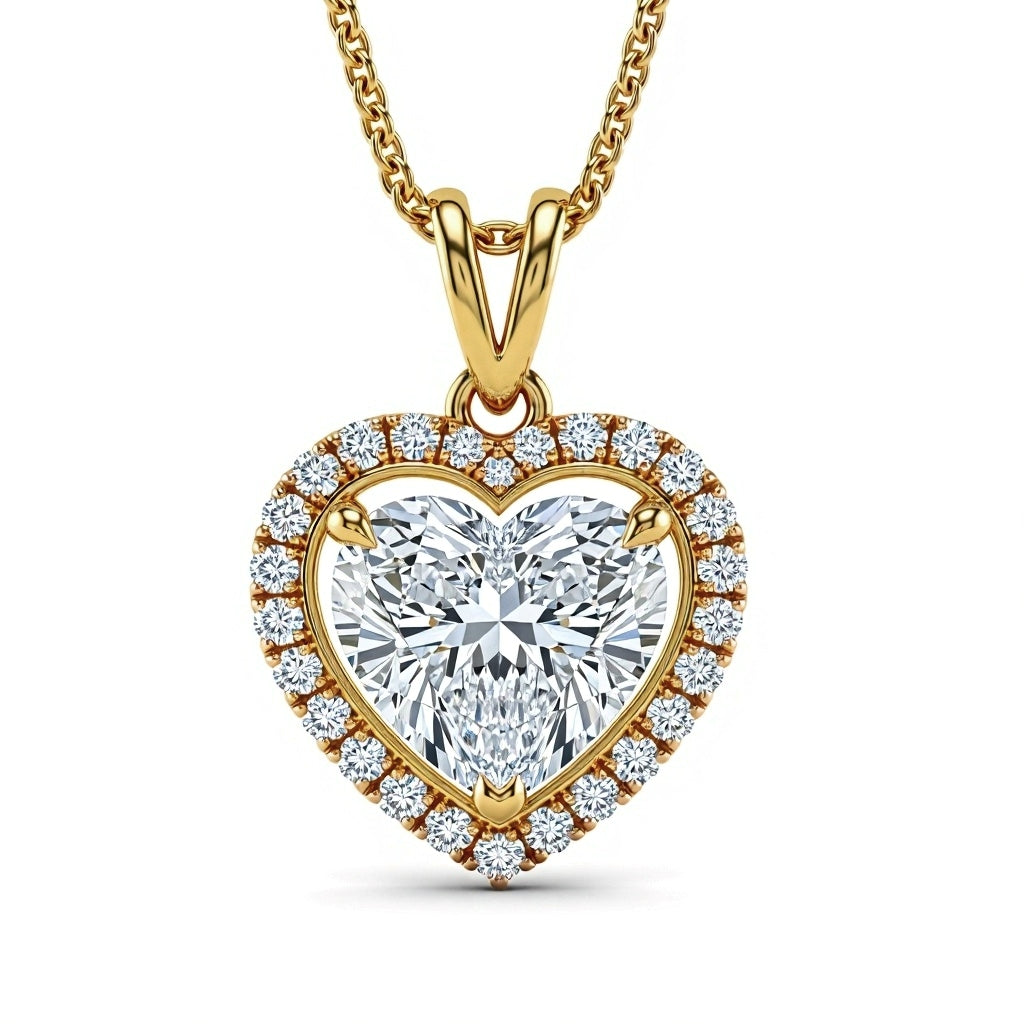 Jojo Heart Shape Lab Diamond Solitaire Pendant - Jewelslane
