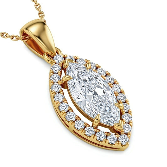 Joselin Marquise Shape Lab Diamond Solitaire Pendant - Jewelslane