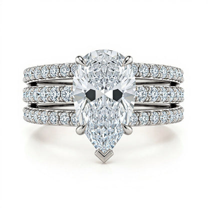 Josie Four Carat Pear Shape Lab Solitaire Diamond Ring - Jewelslane