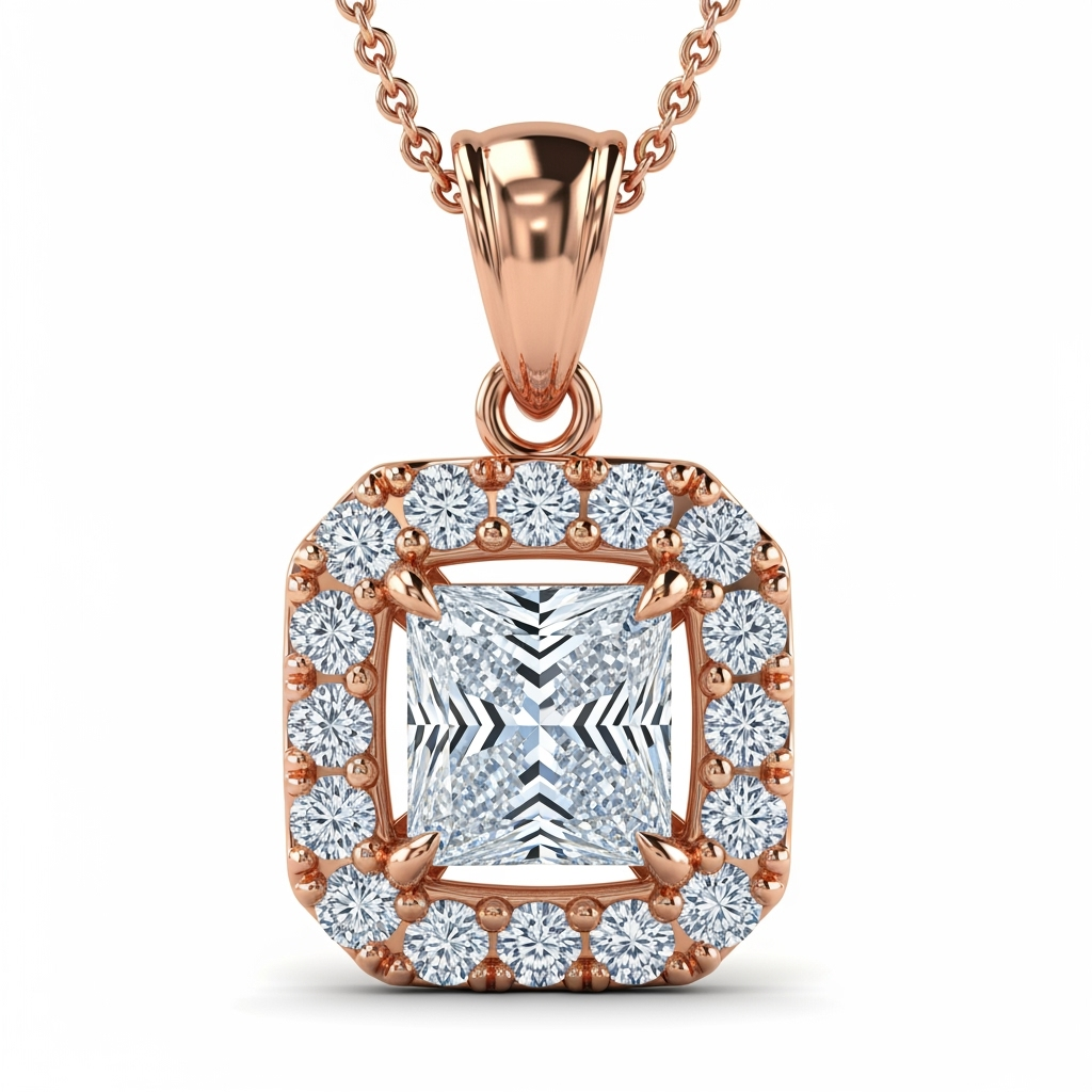 Juni Princess Cut Lab Diamond solitaire Pendant - Jewelslane