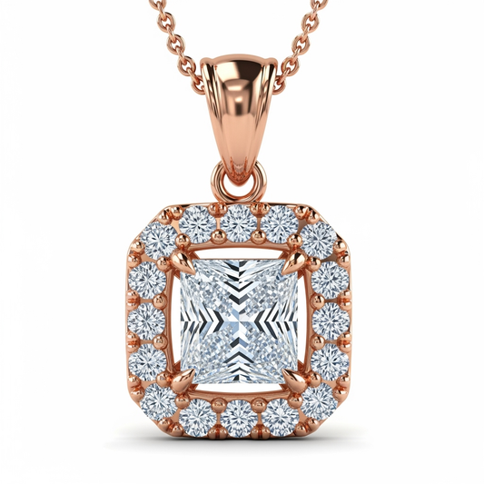Juni Princess Cut Lab Diamond solitaire Pendant - Jewelslane