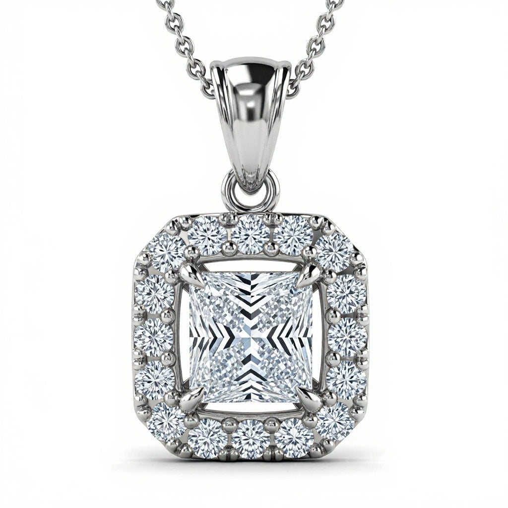 Juni Princess Cut Lab Diamond solitaire Pendant - Jewelslane