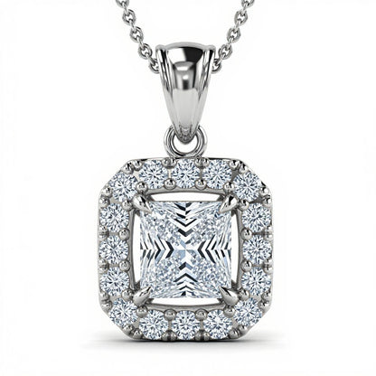Juni Princess Cut Lab Diamond solitaire Pendant - Jewelslane