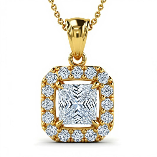 Juni Princess Cut Lab Diamond solitaire Pendant - Jewelslane