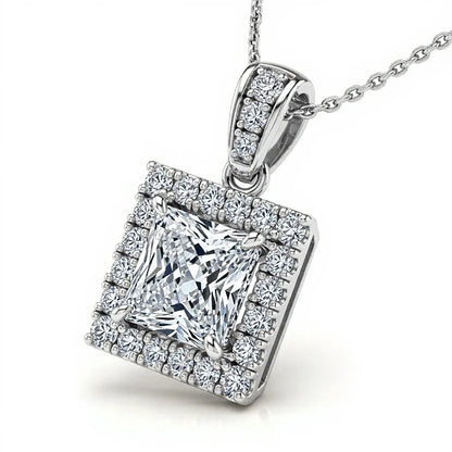Kaili Princess Cut Lab Diamond Solitaire Pendant in Yellow Gold, Rose Gold, and White Gold – JewelsLane