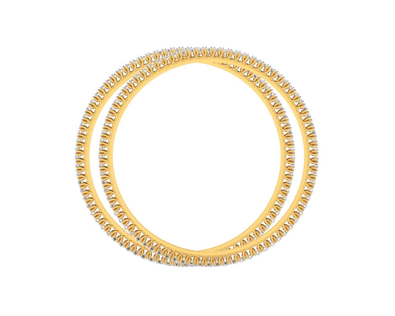Kaira Pair of Ladies Diamond Bangle in Gold - Jewelslane