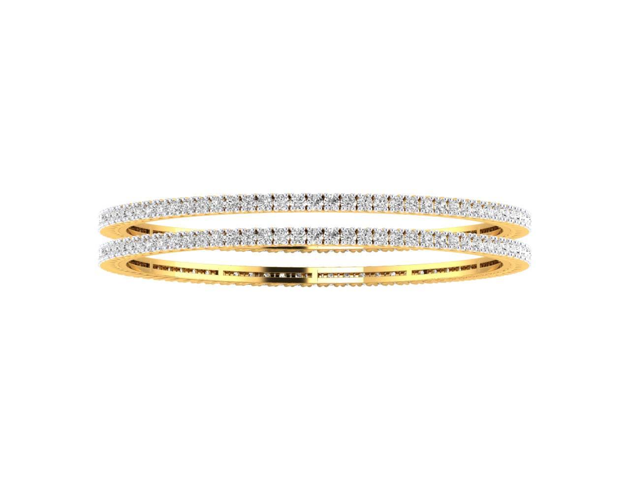 Kaira Pair of Ladies Diamond Bangle in Gold - Jewelslane