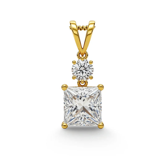 Kara Princess Cut Lab Grown Solitaire Diamond Pendant in Gold - Jewelslane