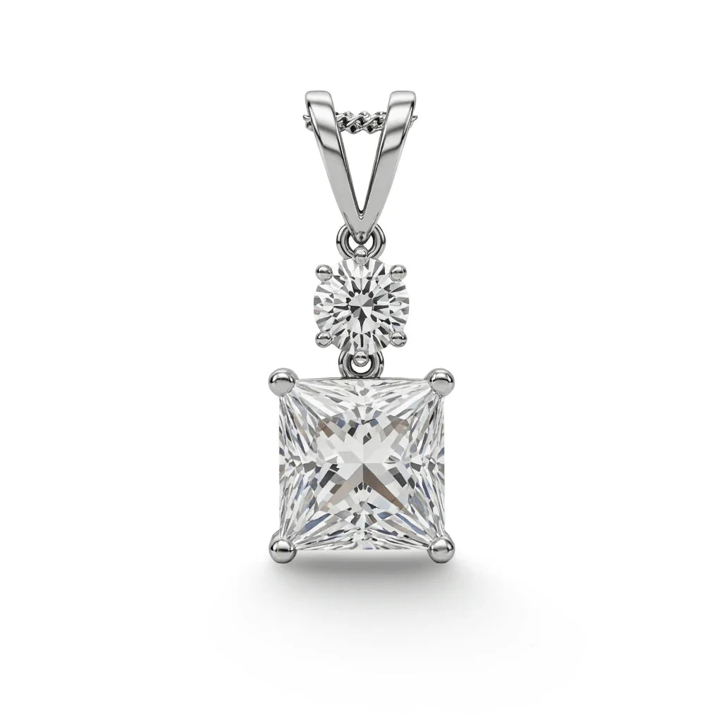 Kara Princess Cut Lab Grown Solitaire Diamond Pendant in Gold - Jewelslane