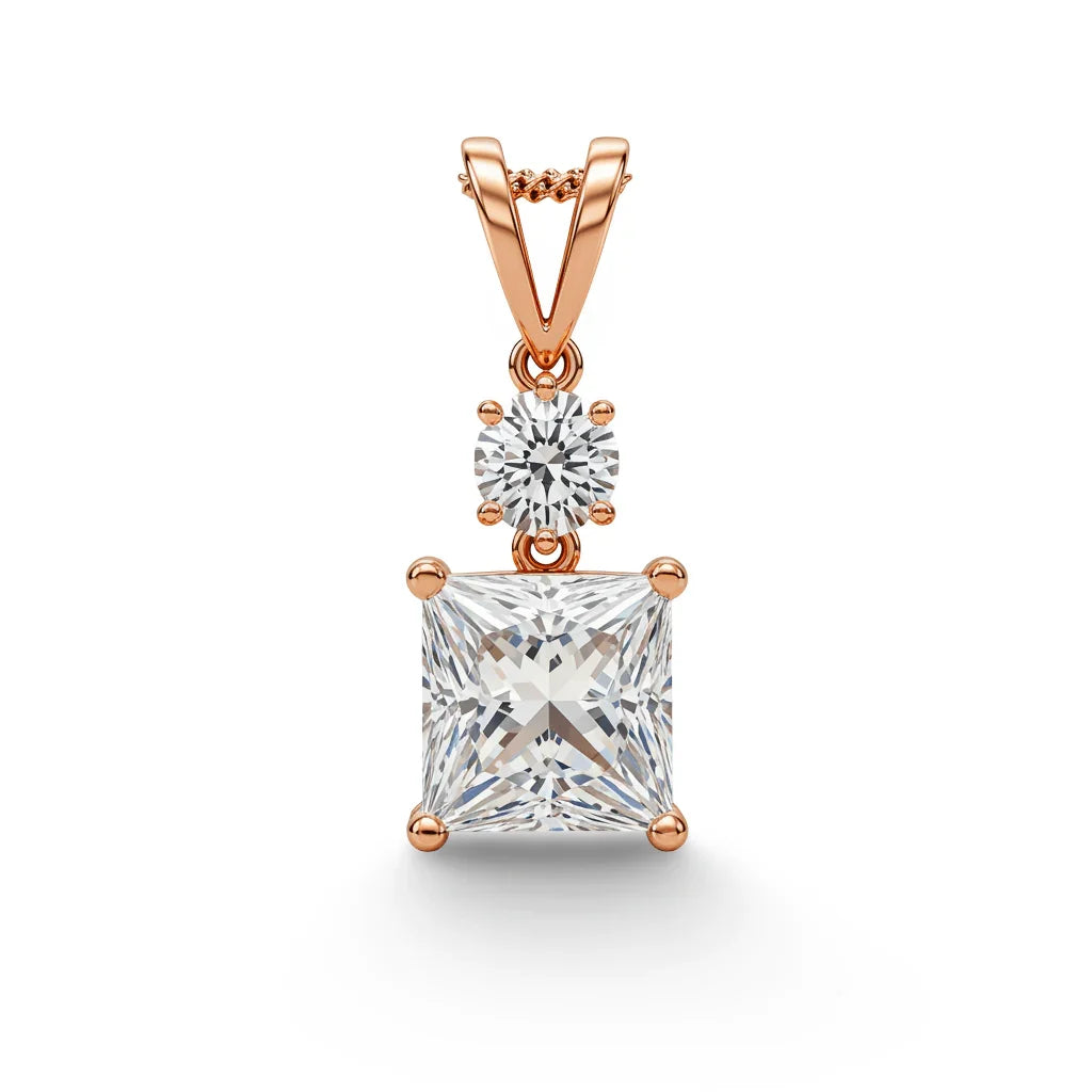 Kara Princess Cut Lab Grown Solitaire Diamond Pendant in Gold - Jewelslane
