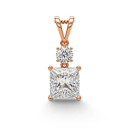 Kara Princess Cut Lab Grown Solitaire Diamond Pendant in Gold - Jewelslane