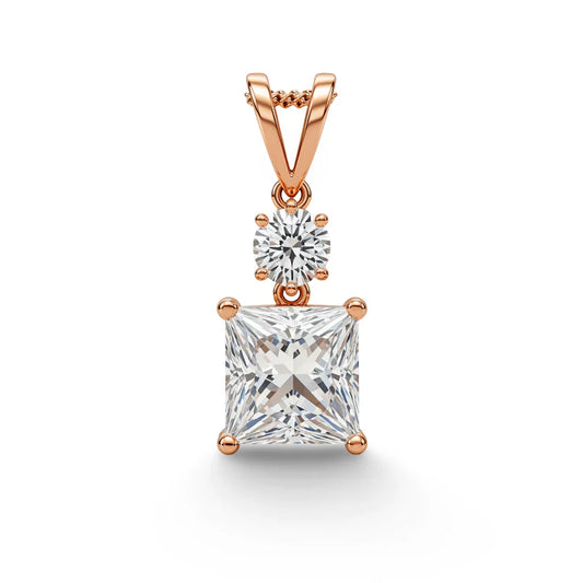 Kara Princess Cut Lab Grown Solitaire Diamond Pendant in Gold - Jewelslane