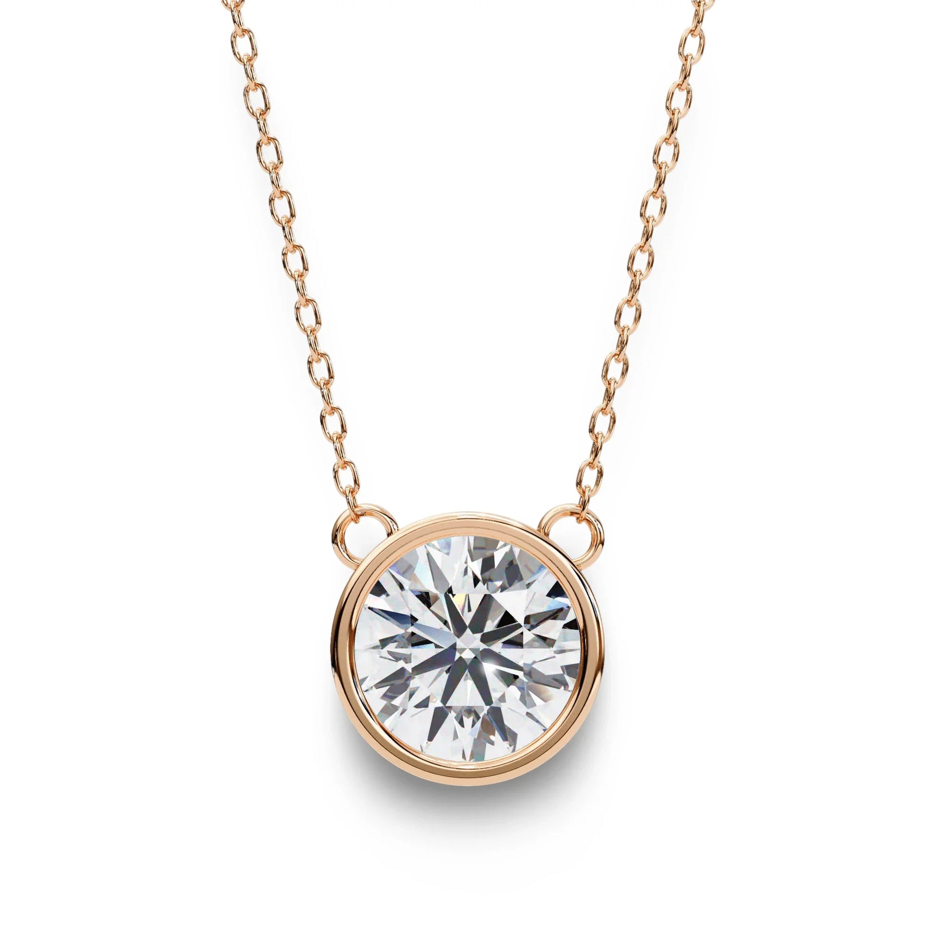 Kate Lab Grown Diamond Bezel set Pendant on chain - Jewelslane