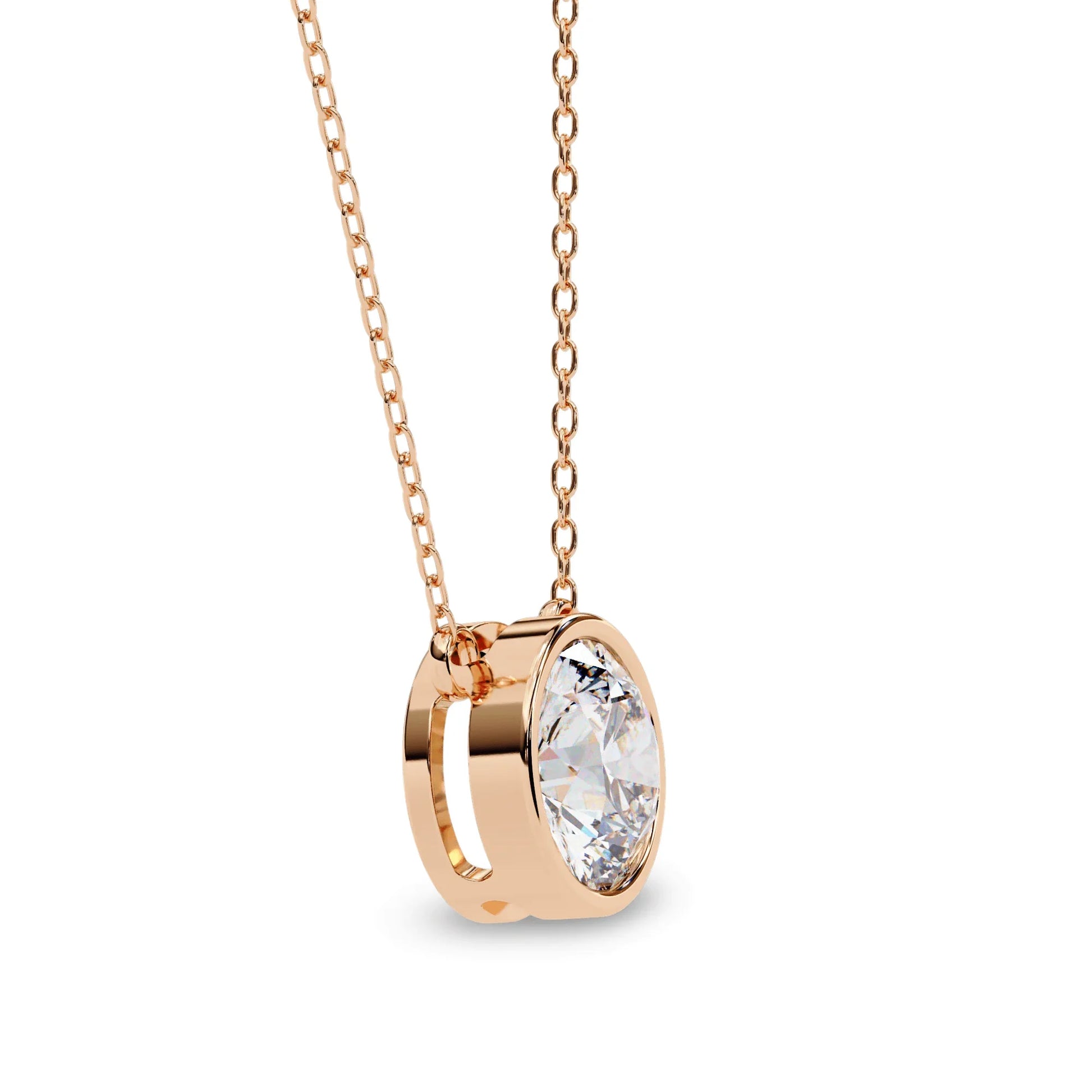 Kate Lab Grown Diamond Bezel set Pendant on chain - Jewelslane
