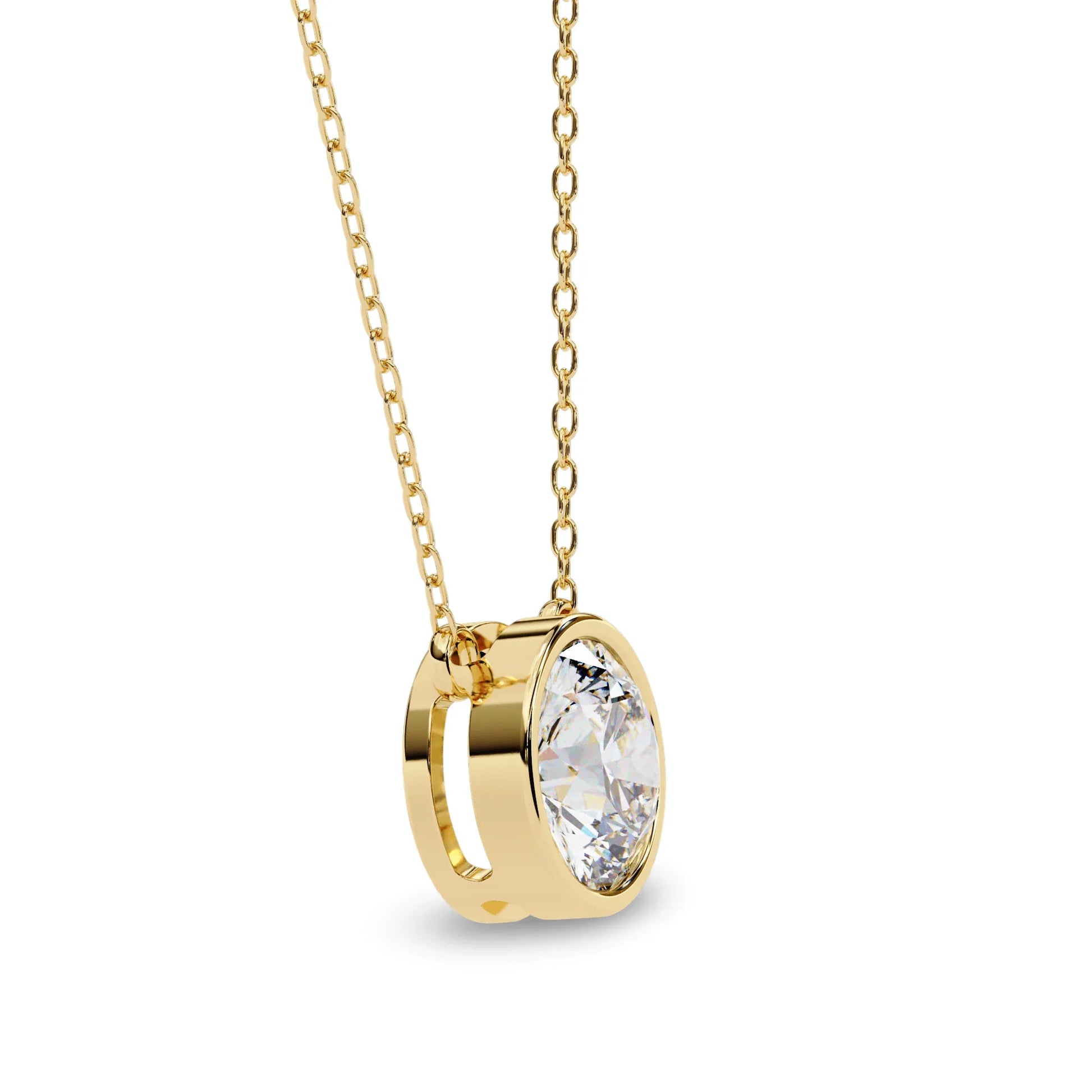 Kate Lab Grown Diamond Bezel set Pendant on chain - Jewelslane