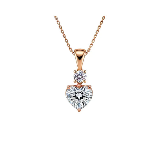 Kaya Heart Shape Lab Diamond Solitaire Pendant in Gold, Rose Gold and White Gold with 1.20 Carat Heart Shape & Round Brilliant Diamond in Simple Setting – JewelsLane