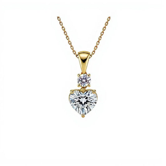 Kaya Heart Shape Lab Diamond Solitaire Pendant in Gold, Rose Gold and White Gold with 1.20 Carat Heart Shape & Round Brilliant Diamond in Simple Setting – JewelsLane