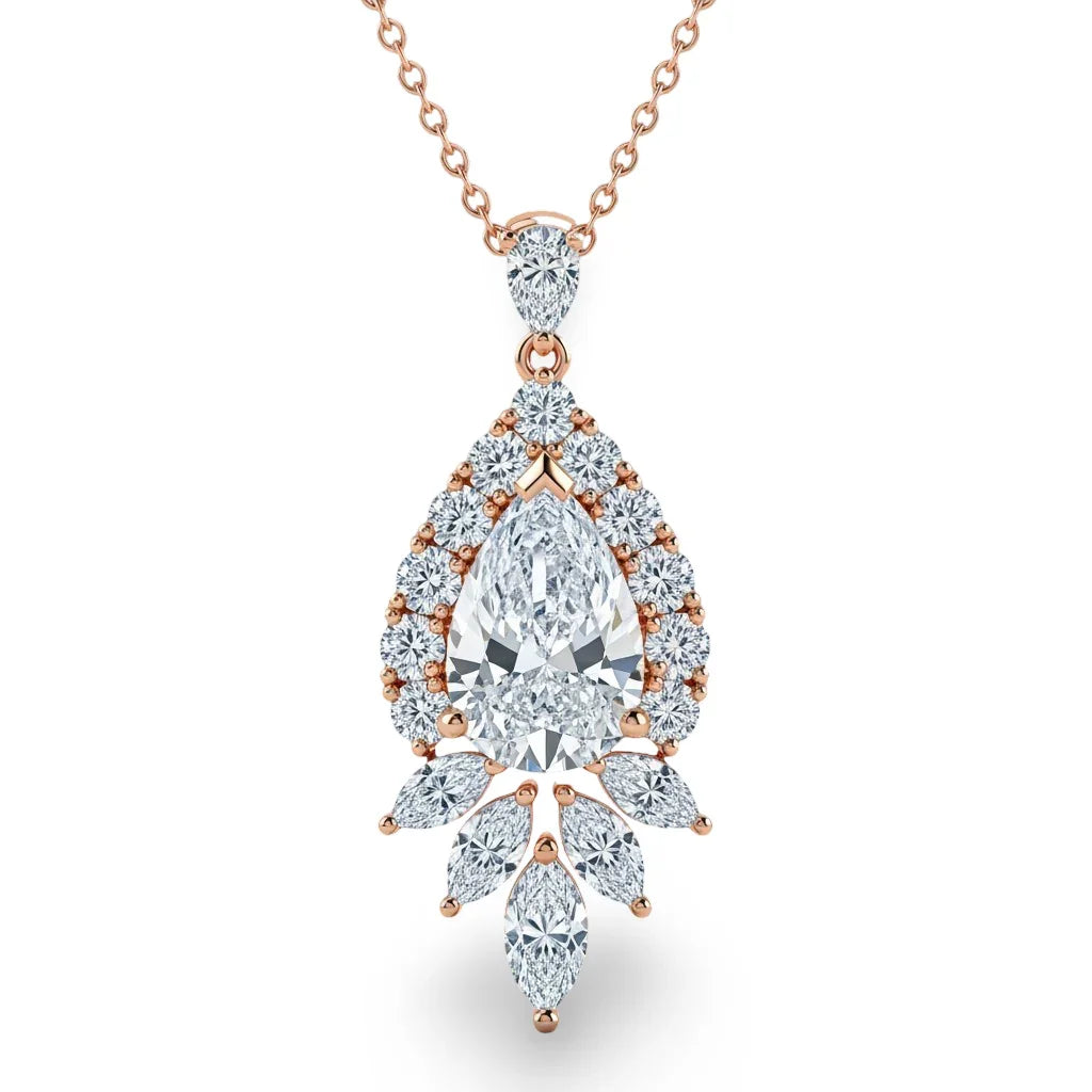 Kaycy Pear Shape Lab Diamond Solitaire Pendant in Yellow Gold, Rose Gold, and White Gold – JewelsLane
