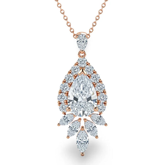 Kaycy Pear Shape Lab Diamond Solitaire Pendant in Yellow Gold, Rose Gold, and White Gold – JewelsLane