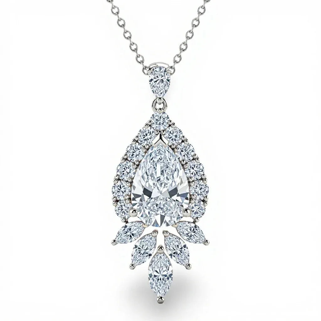 Kaycy Pear Shape Lab Diamond Solitaire Pendant in Yellow Gold, Rose Gold, and White Gold – JewelsLane