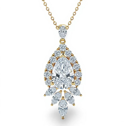 Kaycy Pear Shape Lab Diamond Solitaire Pendant in Yellow Gold, Rose Gold, and White Gold – JewelsLane