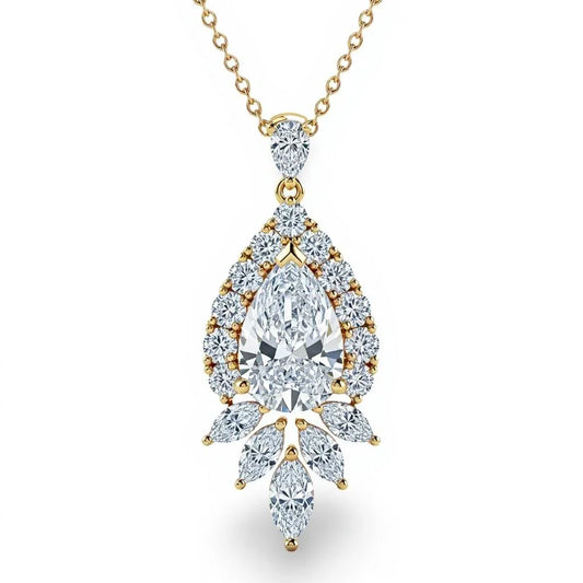 Kaycy Pear Shape Lab Diamond Solitaire Pendant in Yellow Gold, Rose Gold, and White Gold – JewelsLane