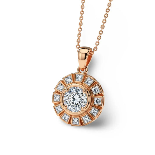 Kelly Bezel Set Round Brilliant Lab Diamond Solitaire Pendant in Yellow Gold, Rose Gold, and White Gold – JewelsLane