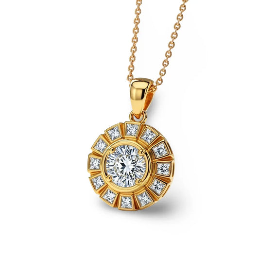 Kelly Bezel Set Round Brilliant Lab Diamond Solitaire Pendant in Yellow Gold, Rose Gold, and White Gold – JewelsLane