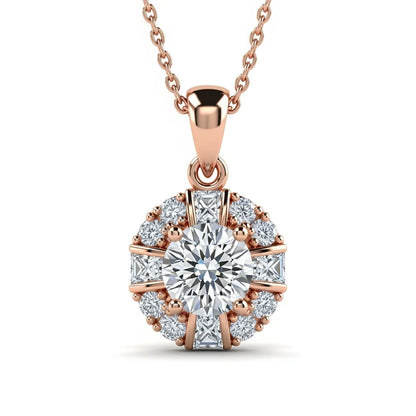 Keni Round Brilliant Cut Lab Diamond Solitaire Pendant in Yellow Gold, Rose Gold, and White Gold – JewelsLane